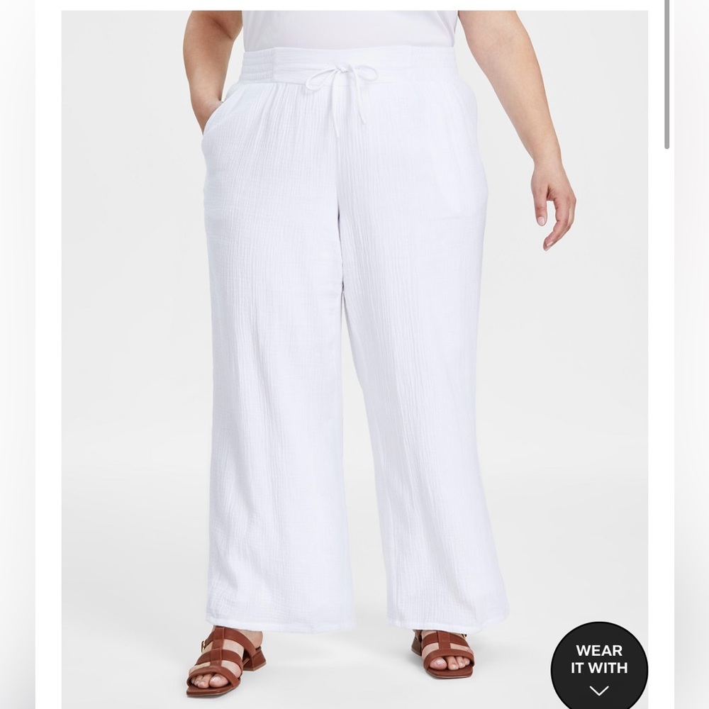 JM Collection white gauze pants with lining